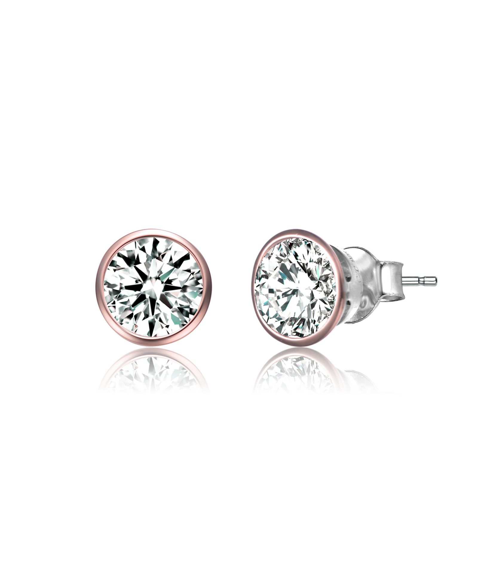 Genevive Серьги-гвоздики Sterling Silver Clear Cubic Zirconia