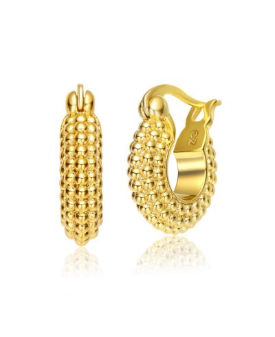 Rachel Glauber Dainty 14K Gold Plated Extra Mini Bead Hoop серьги