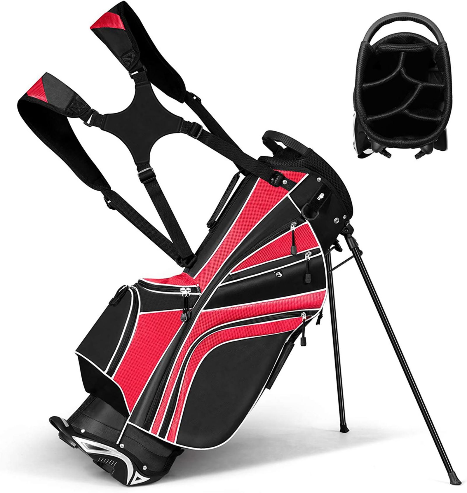 Golf Stand Cart Bag Club w/6 Way Divider Carry Organizer