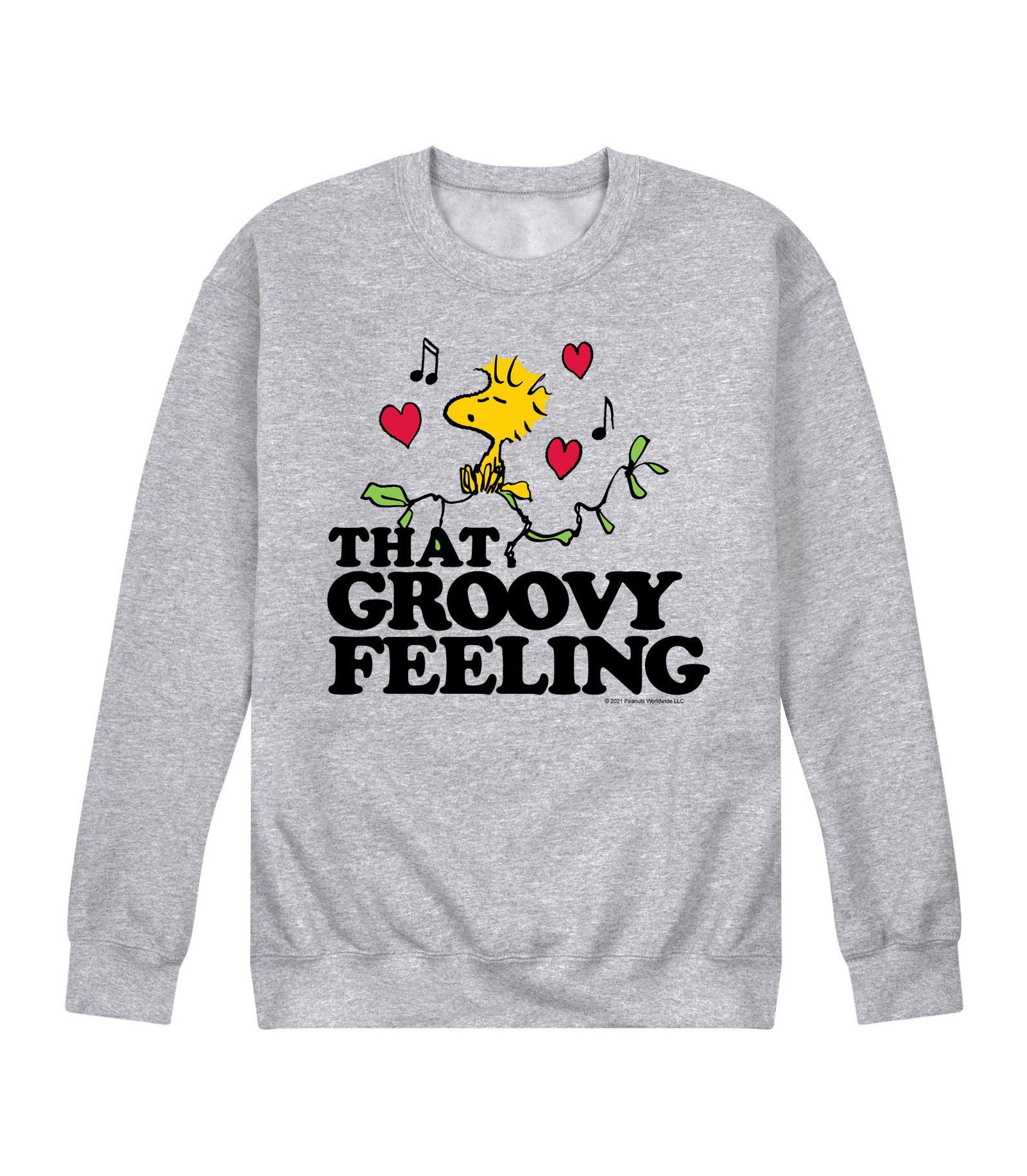 AIRWAVES Men's Peanuts That Groovy Feeling Fleece Sweatshirt