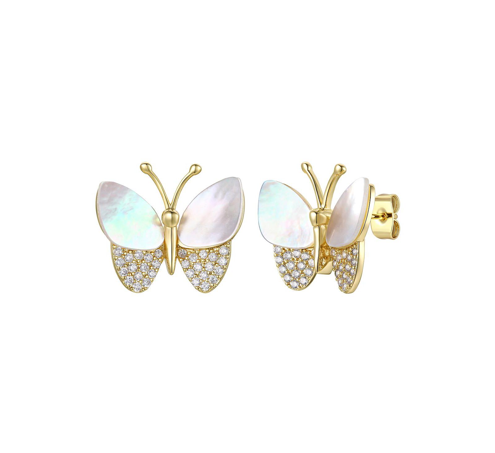 Серьги-гвоздики GiGiGirl Brilliant с бабочкой из позолоченной кубической цирконии 14k
