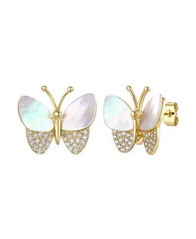 Серьги-гвоздики GiGiGirl Brilliant с бабочкой из позолоченной кубической цирконии 14k