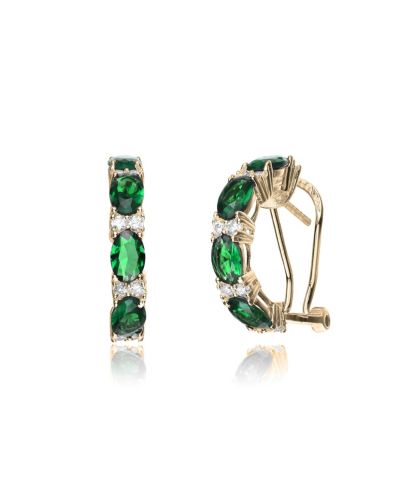 Genevive Brilliant Sterling Silver 14K Gold Plated CZ Half Hoop Earrings