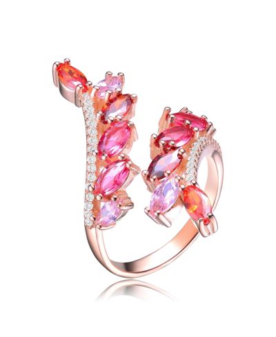 Кольцо Genevive Chic с разноцветными камнями CZ и позолотой 18K