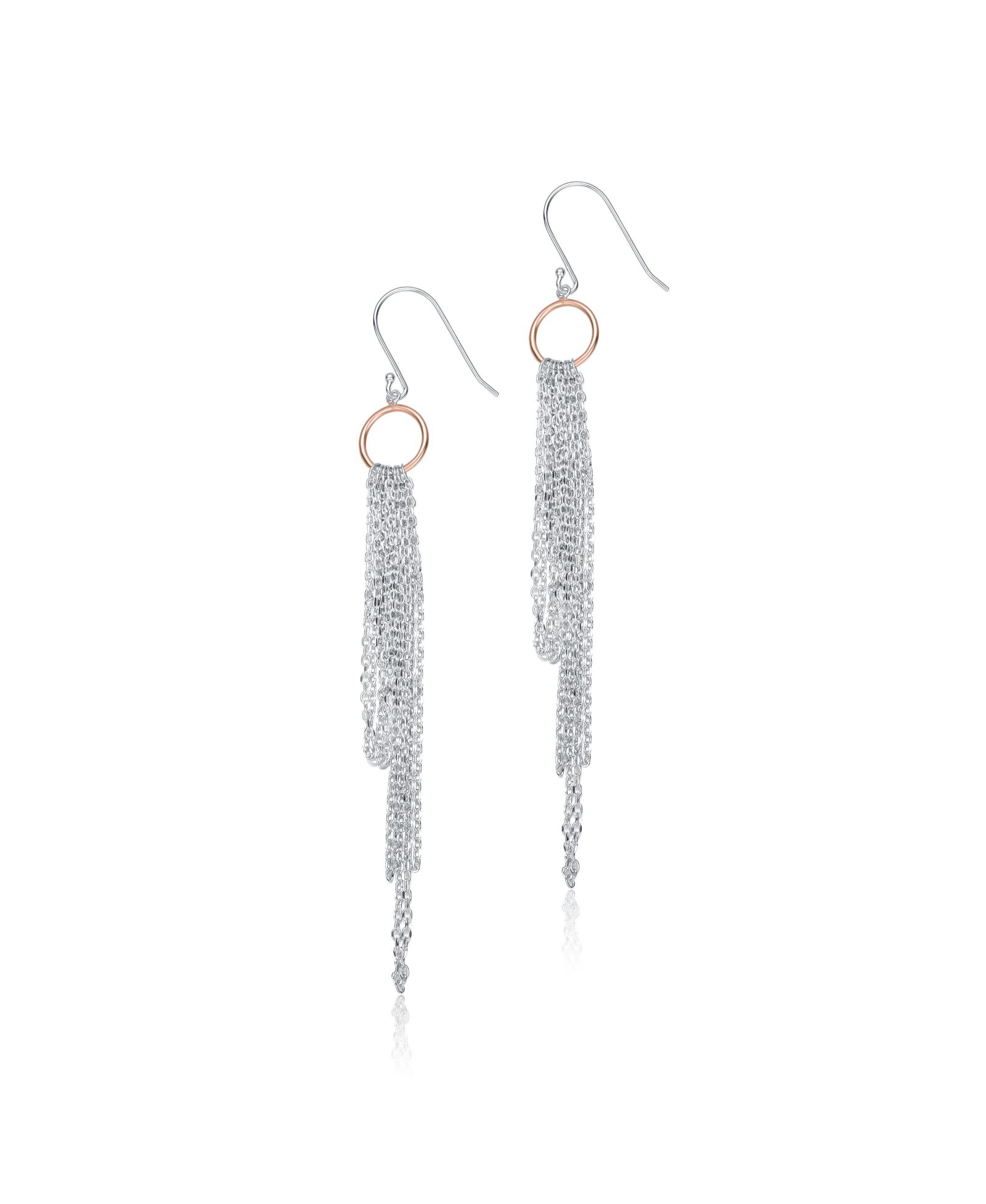 Elegant Sterling Silver Two-Tone Tassel Earrings