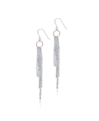 Elegant Sterling Silver Two-Tone Tassel Earrings