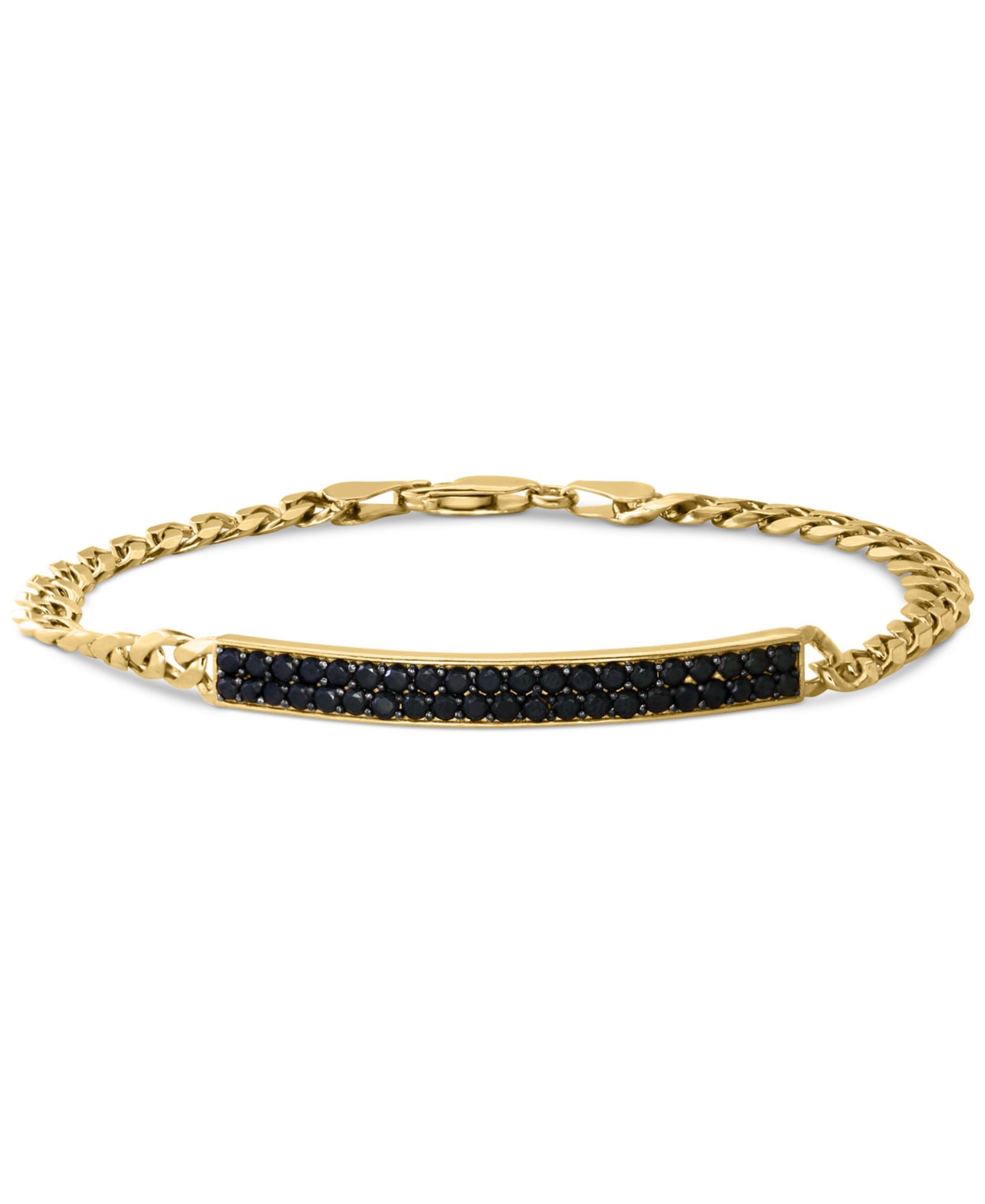 EFFY® Мужской Браслет Black Spinel Cluster Plate Link (2-3/8 ct. t.w.) in 14k Gold-Plated Sterling Silver