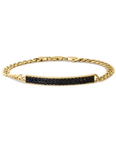 EFFY® Мужской Браслет Black Spinel Cluster Plate Link (2-3/8 ct. t.w.) in 14k Gold-Plated Sterling Silver