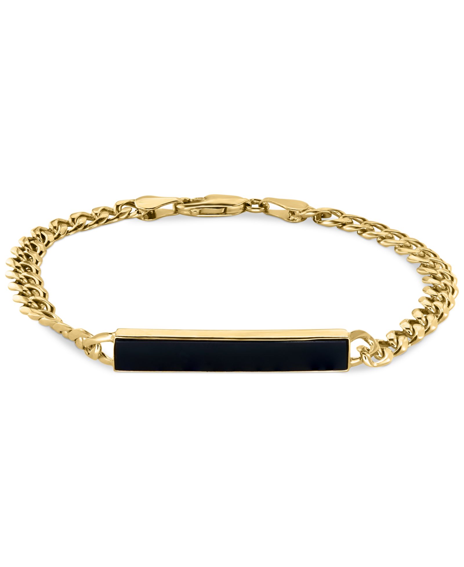 Мужской браслет EFFY Onyx Plate Link из стерлингового серебра с напылением 14k Gold
