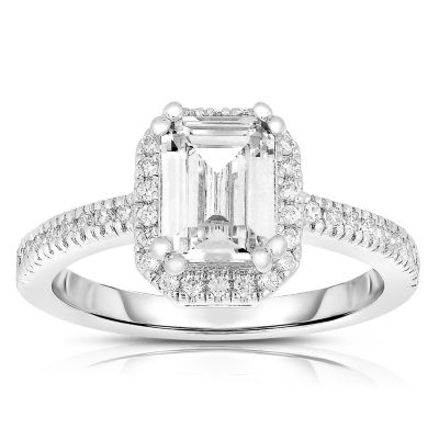 Кольцо Genevive Radiant Sterling Silver Asscher-cut CZ Halo и Pave