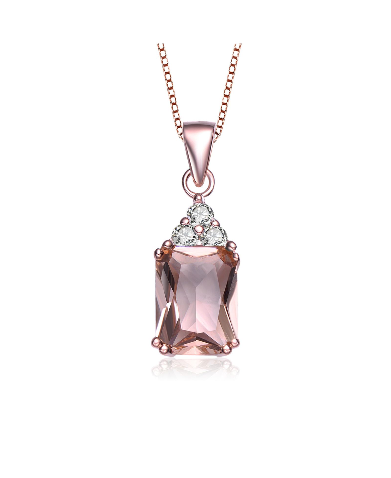 Genevive 18K Rose Gold Plated CZ Cluster Dainty Vintage-Inspired Necklace
