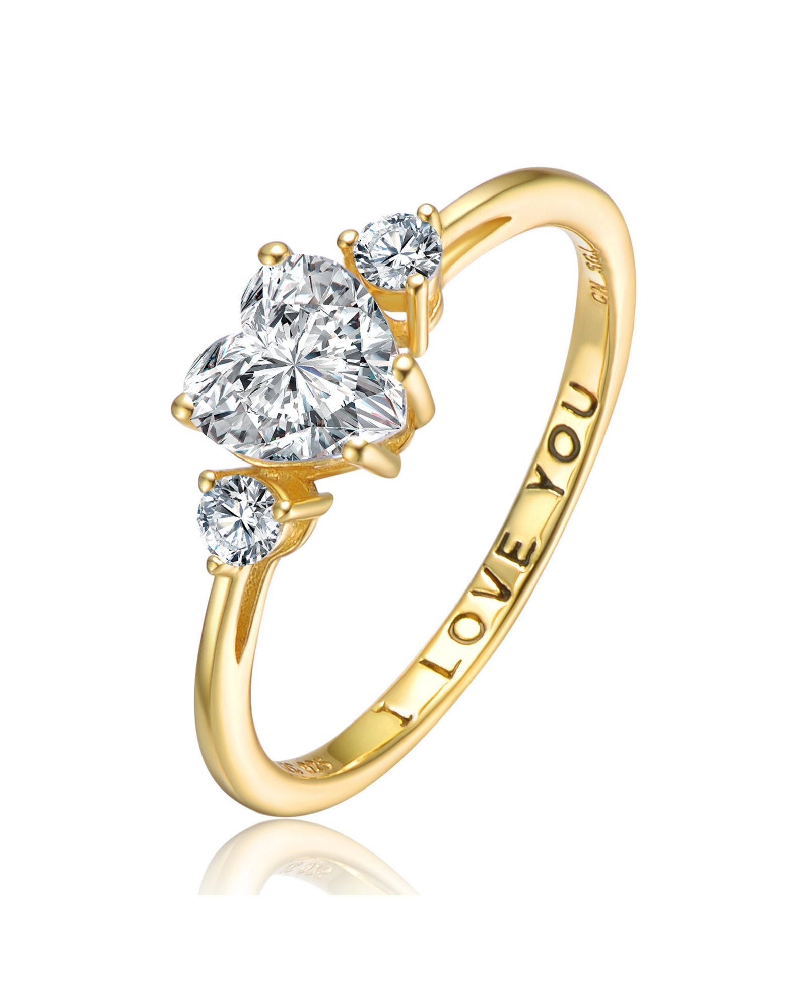 Кольцо Genevive Sparkling Sterling Silver CZ Three-Stone "I Love You"