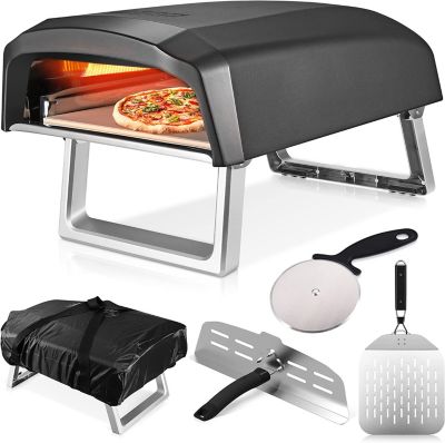 Commercial Chef Газовая печь для пиццы на пропан с двойной системой горелок, включает дверцу, лопату, камень 12", резак и крышку