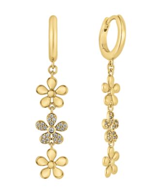 Серьги And Now This с тройным цветком, покрытие 18K Gold-Plated, кубический цирконий
