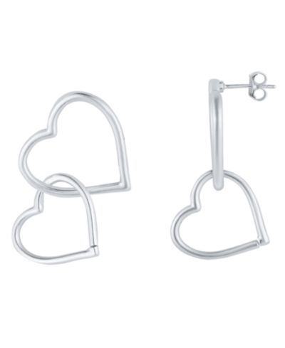 Серьги-гвоздики And Now This Fine Silver-Plated Double Heart Matte Post