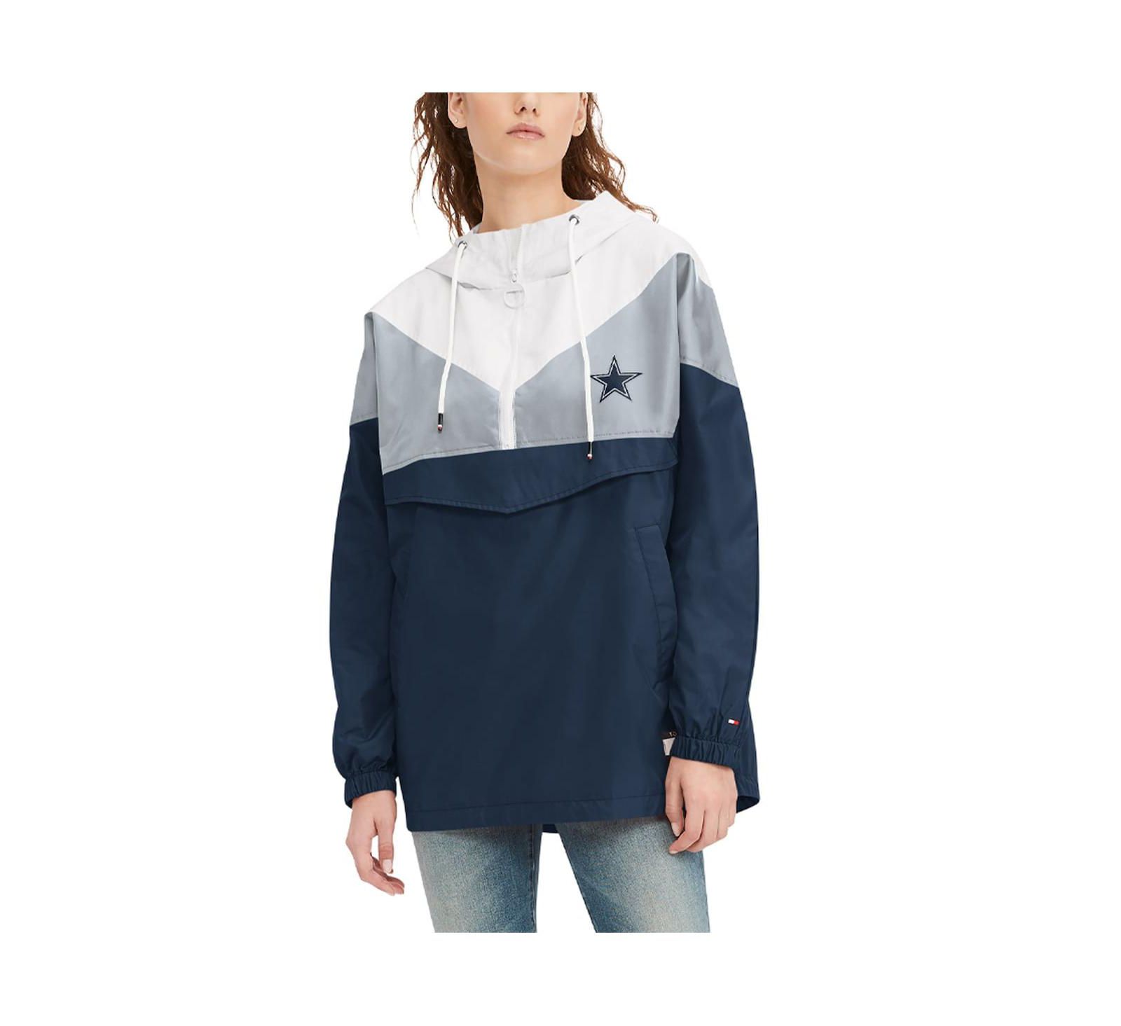 Женская ветровка Tommy Hilfiger White, Navy Dallas Cowboys Staci Half-Zip Hoodie