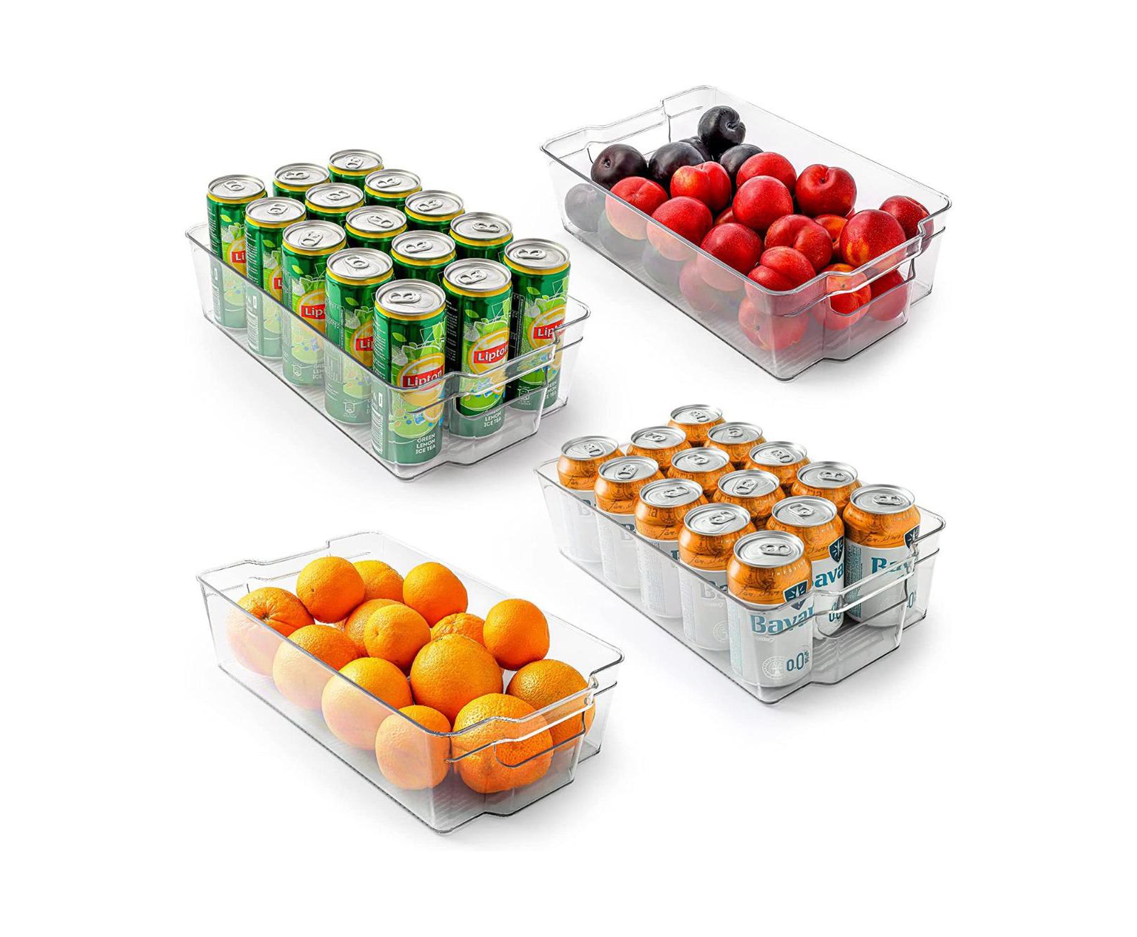 Zulay Kitchen 4 Pack Extra Large Clear Fridge Organizers and Storage