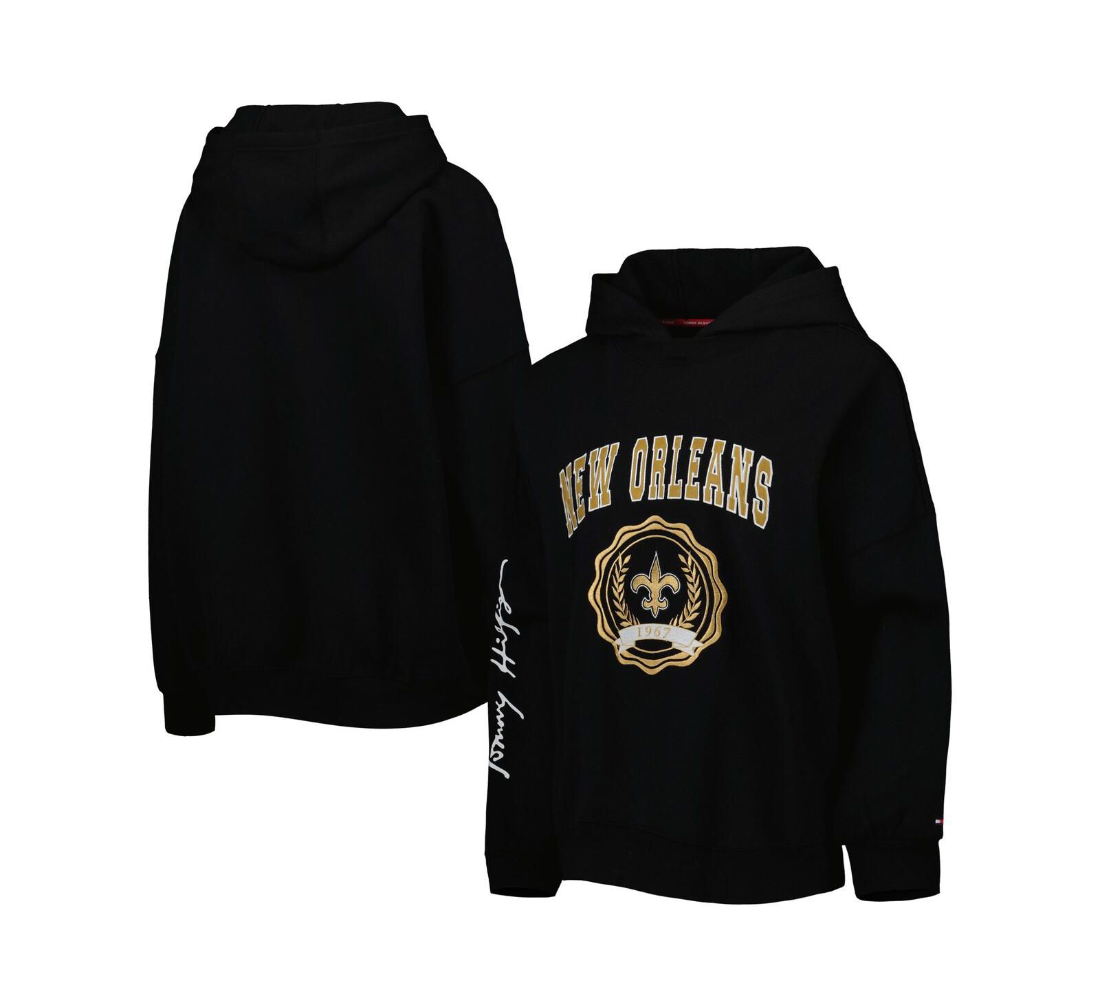 Женское худи Tommy Hilfiger Black New Orleans Saints Becca Drop Shoulder Pullover