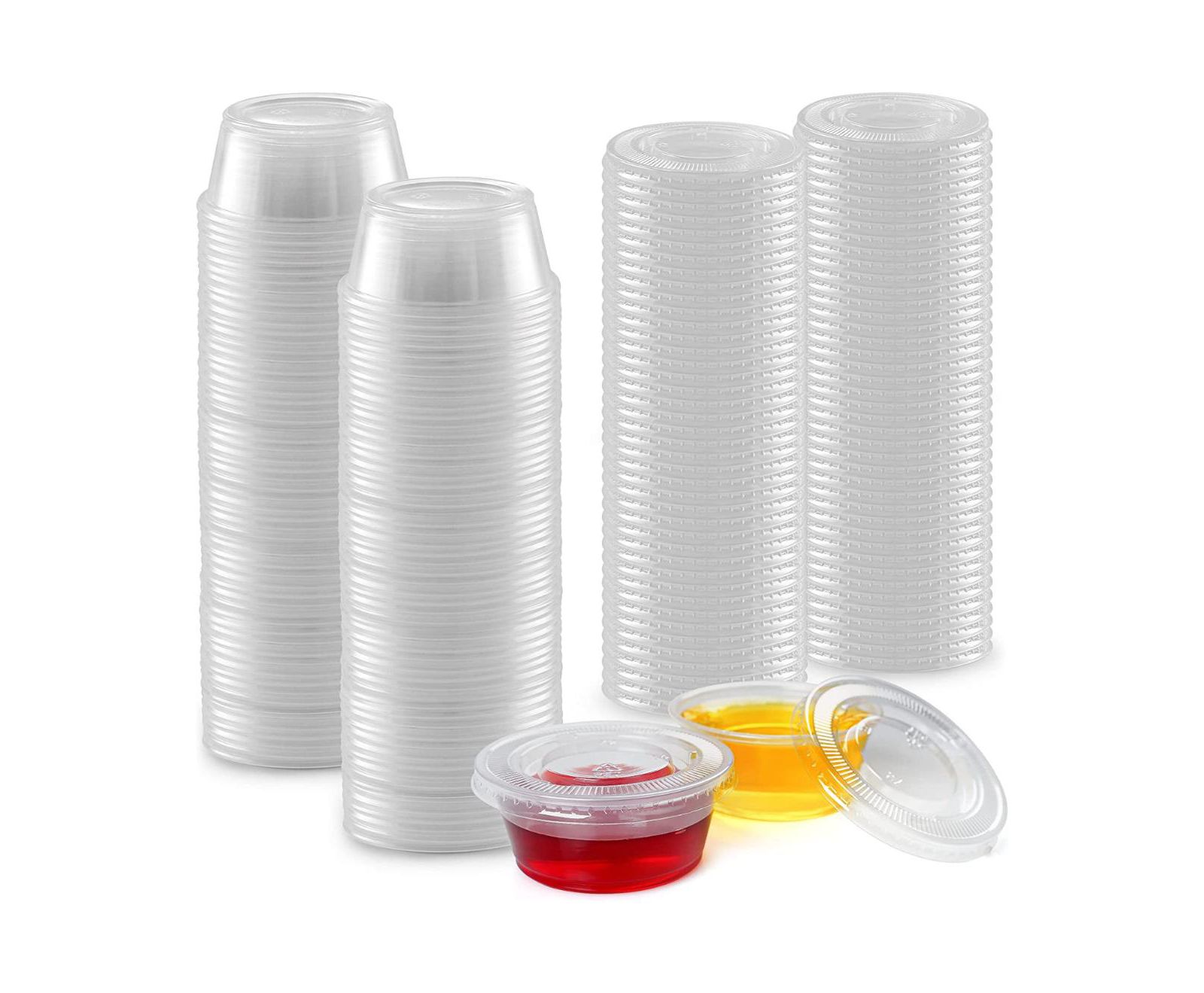 Zulay Kitchen 50 Pack Clear Jello Shot Cups with Lids - Disposable Condiment Cups