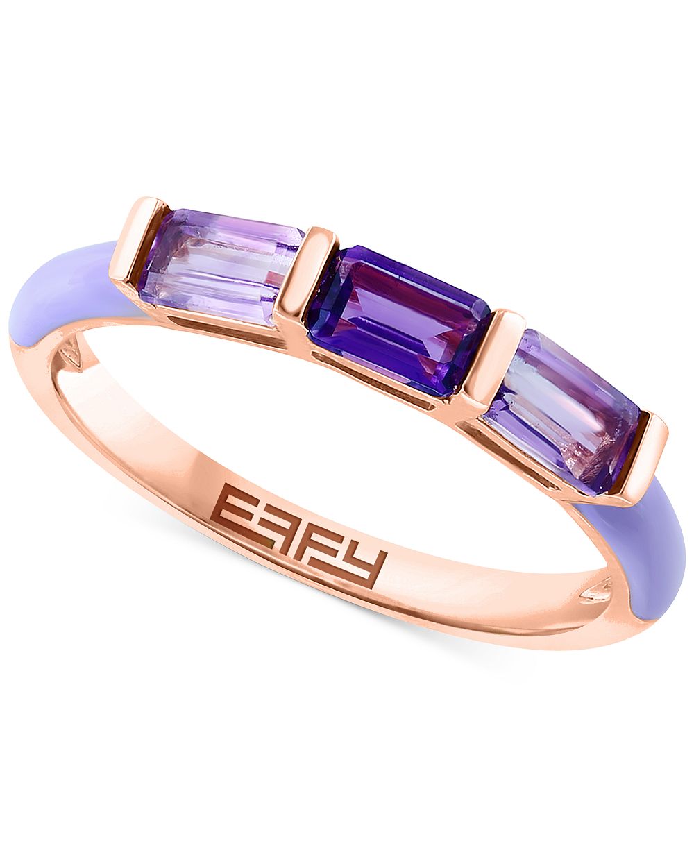 EFFY Ring Amethyst & Pink Amethyst Emerald-Cut в 14k Rose Gold-Plated Sterling Silver