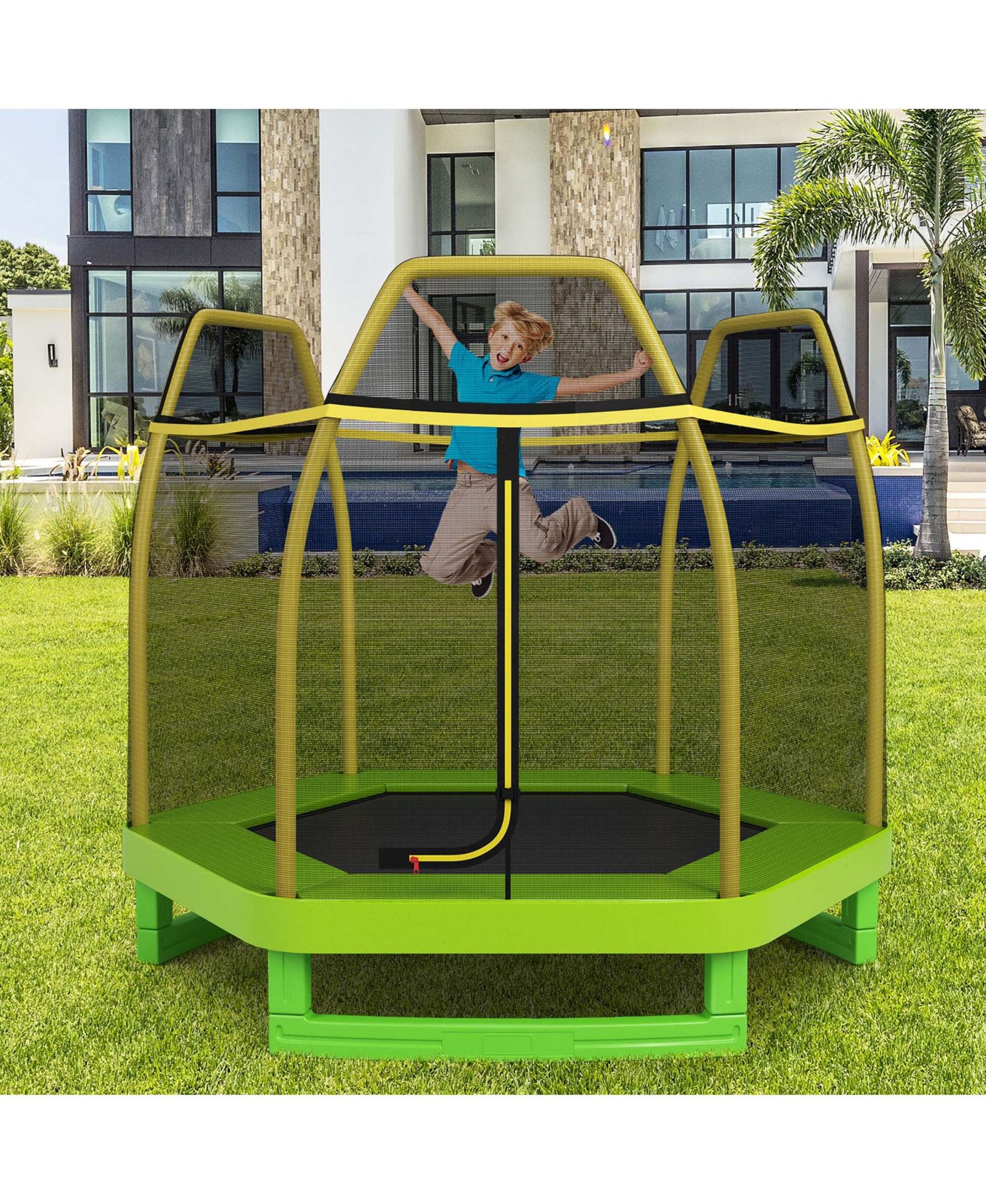 Детский батут Costway 7 FT с защитной сеткой и амортизирующим матом для дома