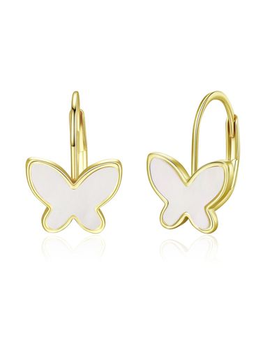 GiGiGirl Серьги-подвески Butterfly с напылением 14K Gold Plated и перламутром