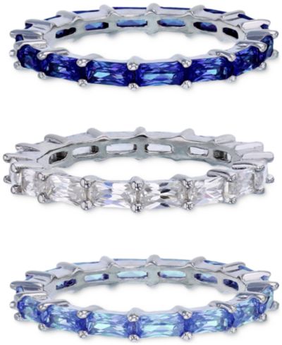 Комплект из 3-х колебковых колец Cubic Zirconia & Lab-Grown Spinel в Sterling Silver