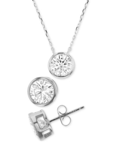 Набор из 2 предметов: ожерелье с подвеской Cubic Zirconia X и подходящие серьги-гвоздики из стерлингового серебра