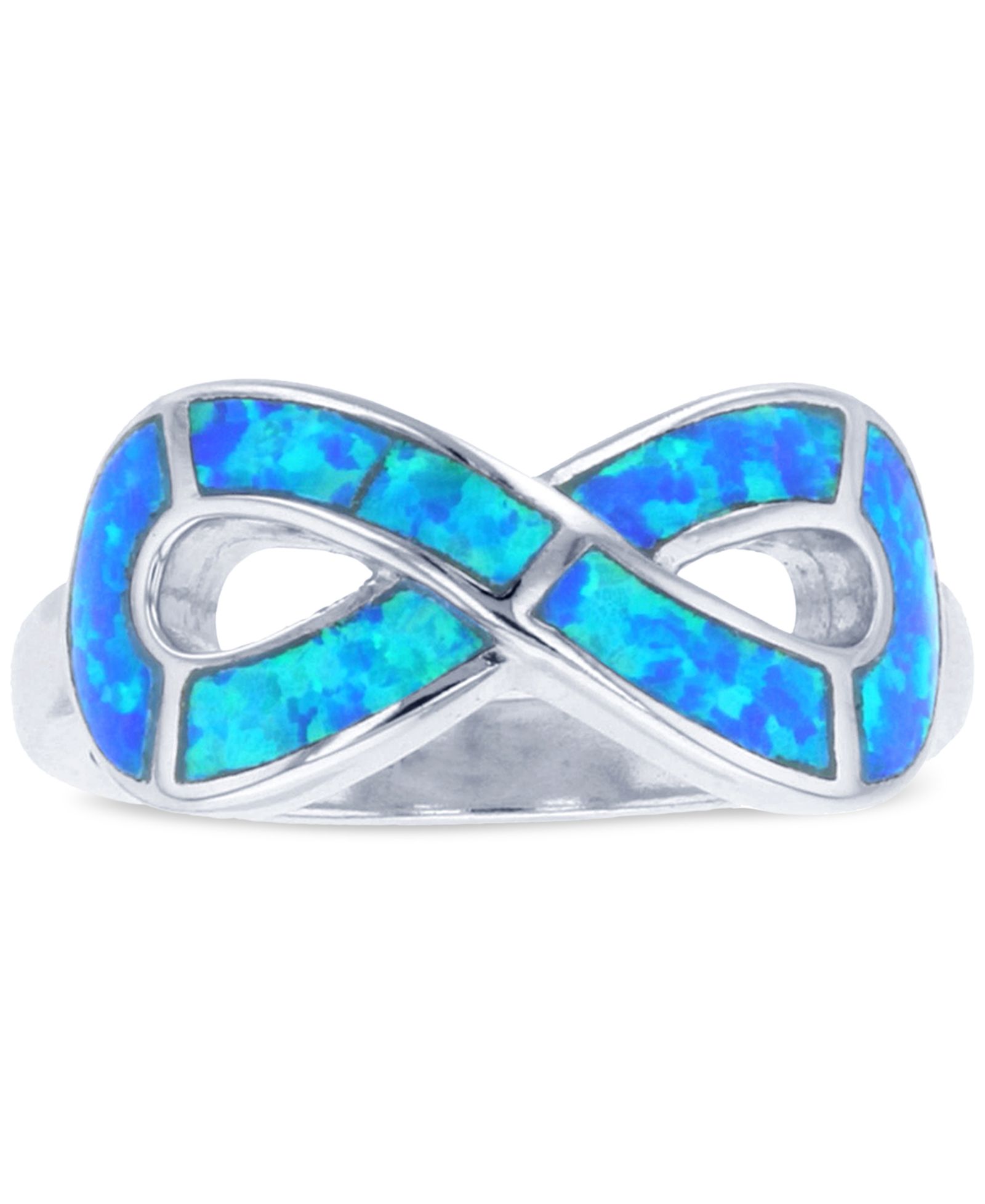 Lab-Grown Opal Inlay Infinity Ring in Sterling Silver