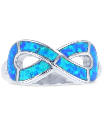 Кольцо Infinity с инкрустацией из выращенного опала из стерлингового серебра
