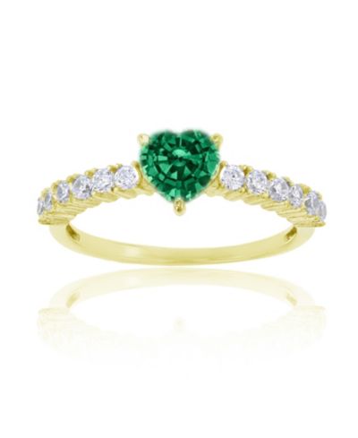 Macy's зеленое и белое помолвочное кольцо с цирконием (2 ct. t.w.) в 14k золоте поверх стерлингового серебра