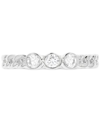 Кольцо Cubic Zirconia Trio Link из стерлингового серебра или золота 14k поверх серебра