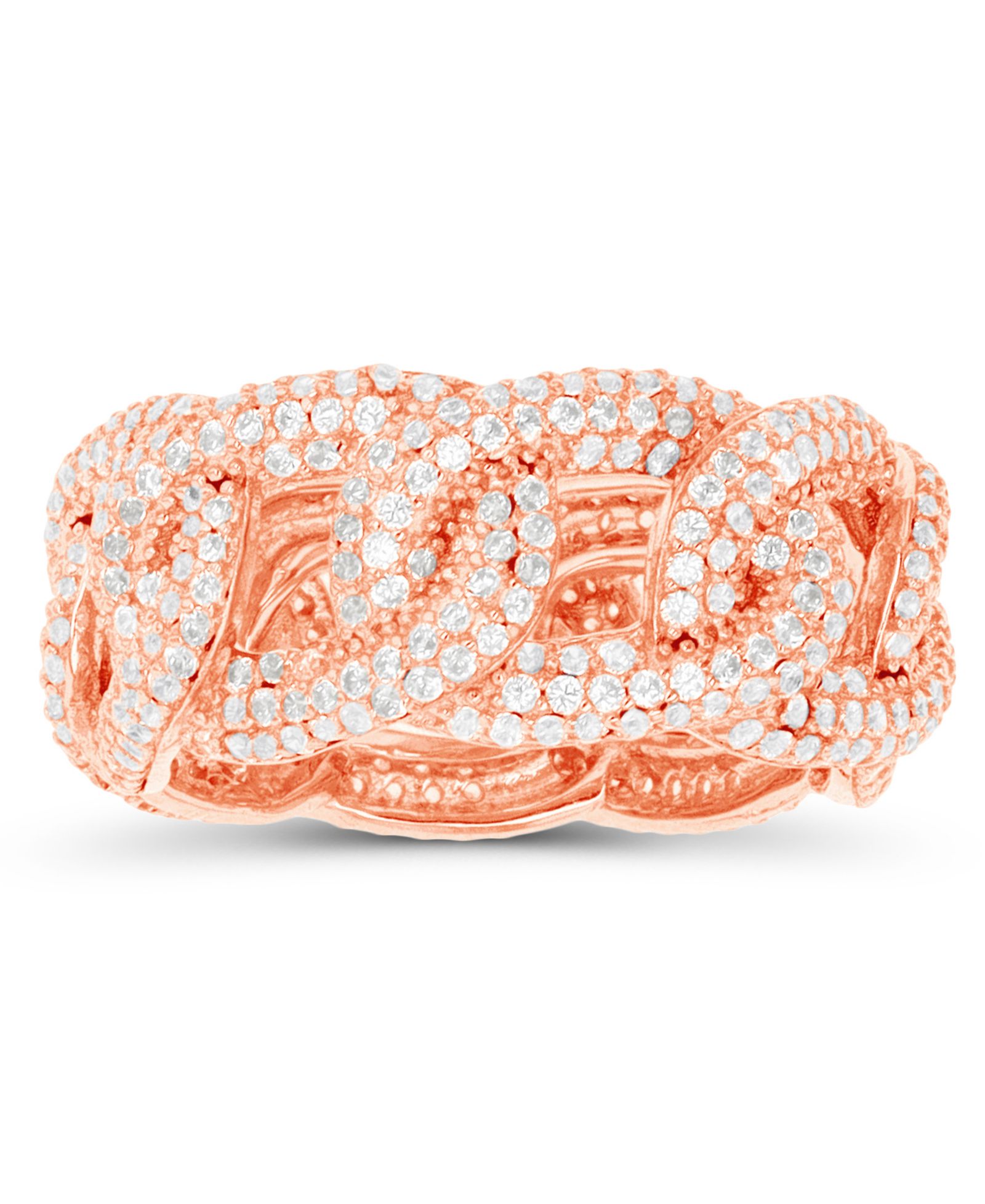 Кольцо Cubic Zirconia Link Eternity в 14 Karat Rose Gold Over Sterling Silver