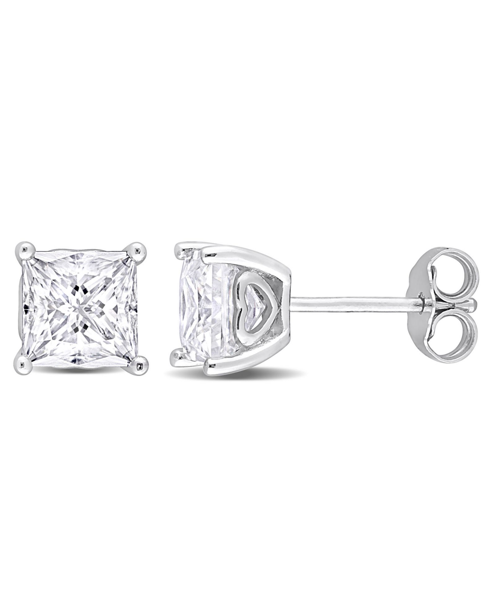 Серьги-гвоздики с муассанитом Princess Cut 2 1/2 ct. t.w в стерлинговом серебре