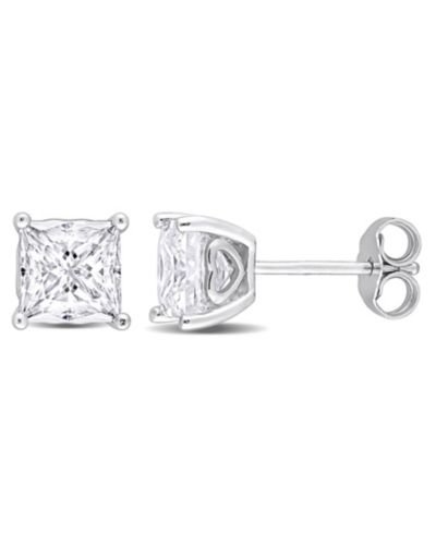 Серьги-гвоздики с муассанитом Princess Cut 2 1/2 ct. t.w в стерлинговом серебре