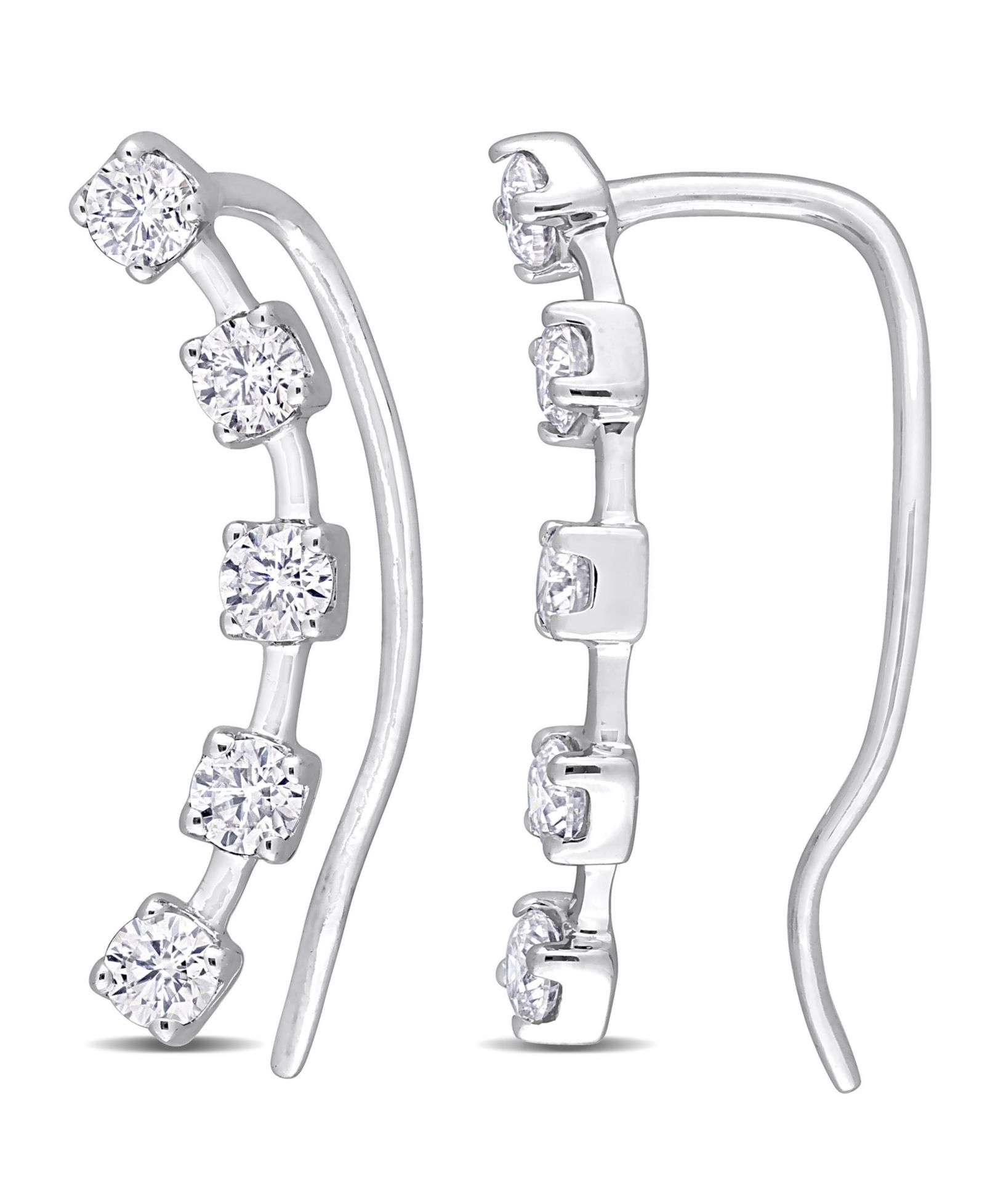 Macy's Moissanite Curved Crawler Charm Earrings 5/8 ct. t.w in 10K White Gold