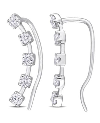 Серьги-подвески Macy's Moissanite Curved Crawler Charm 5/8 ct. t.w in 10K White Gold