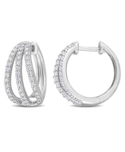 Macy's Moissanite Hoop Earrings 4/5 ct. t.w in Sterling Silver