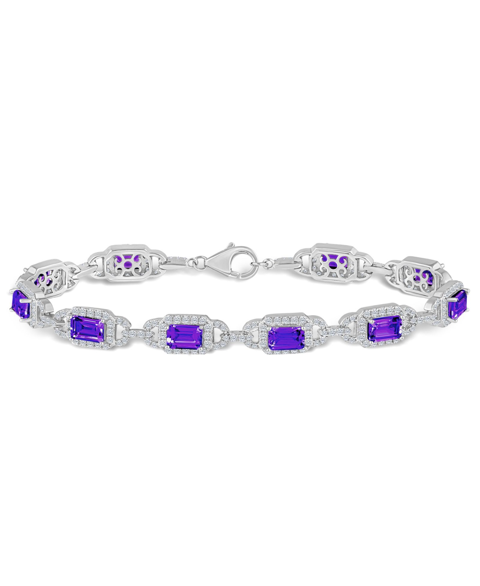 Браслет Amethyst and White Topaz (5-1/2 ct. t.w и 5/8 ct. t.w) в Sterling Silver