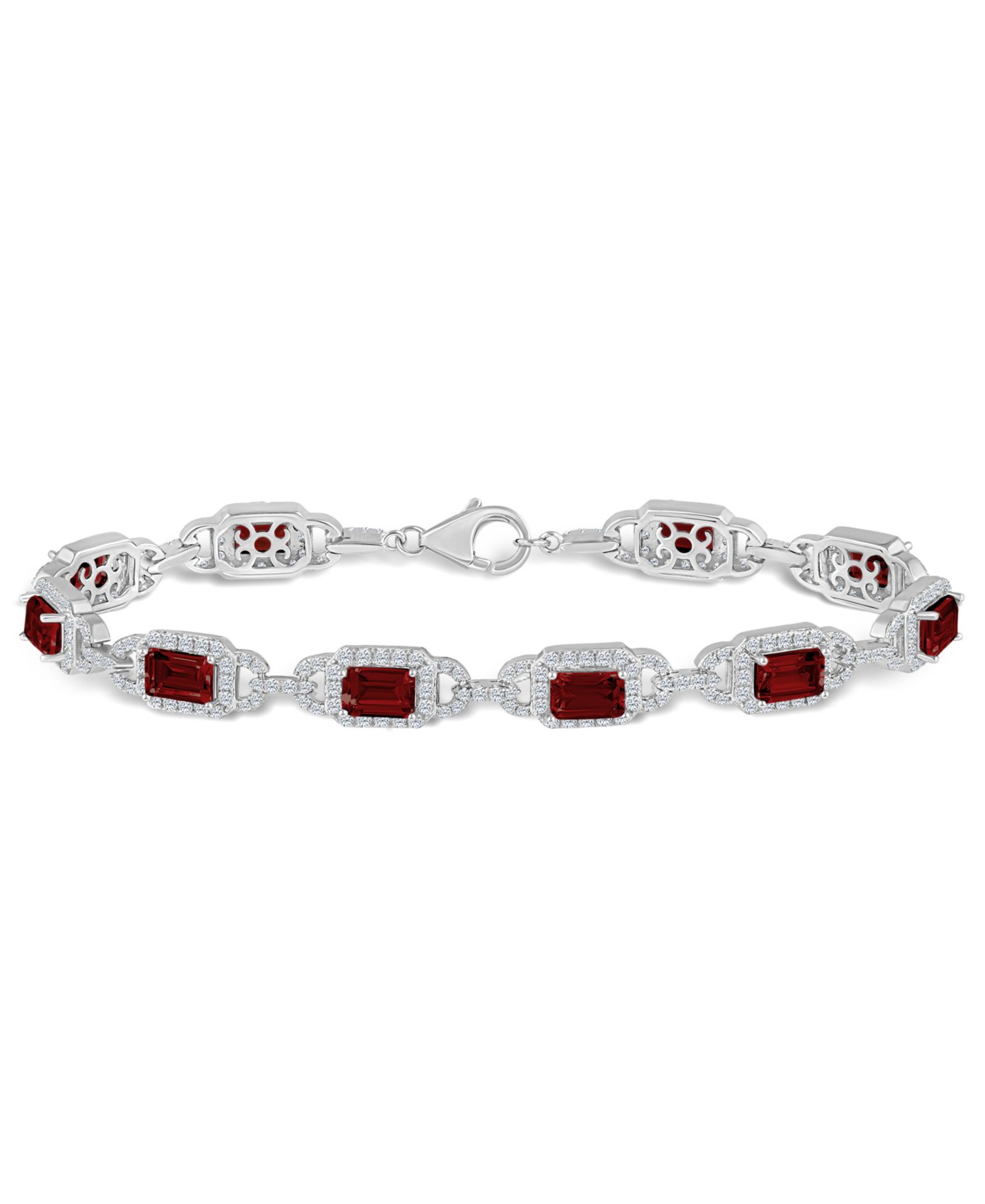 Браслет из стерлингового серебра Macy's с гранатом и белым топазом (7-3/4 ct. t.w и 5/8 ct. t.w)
