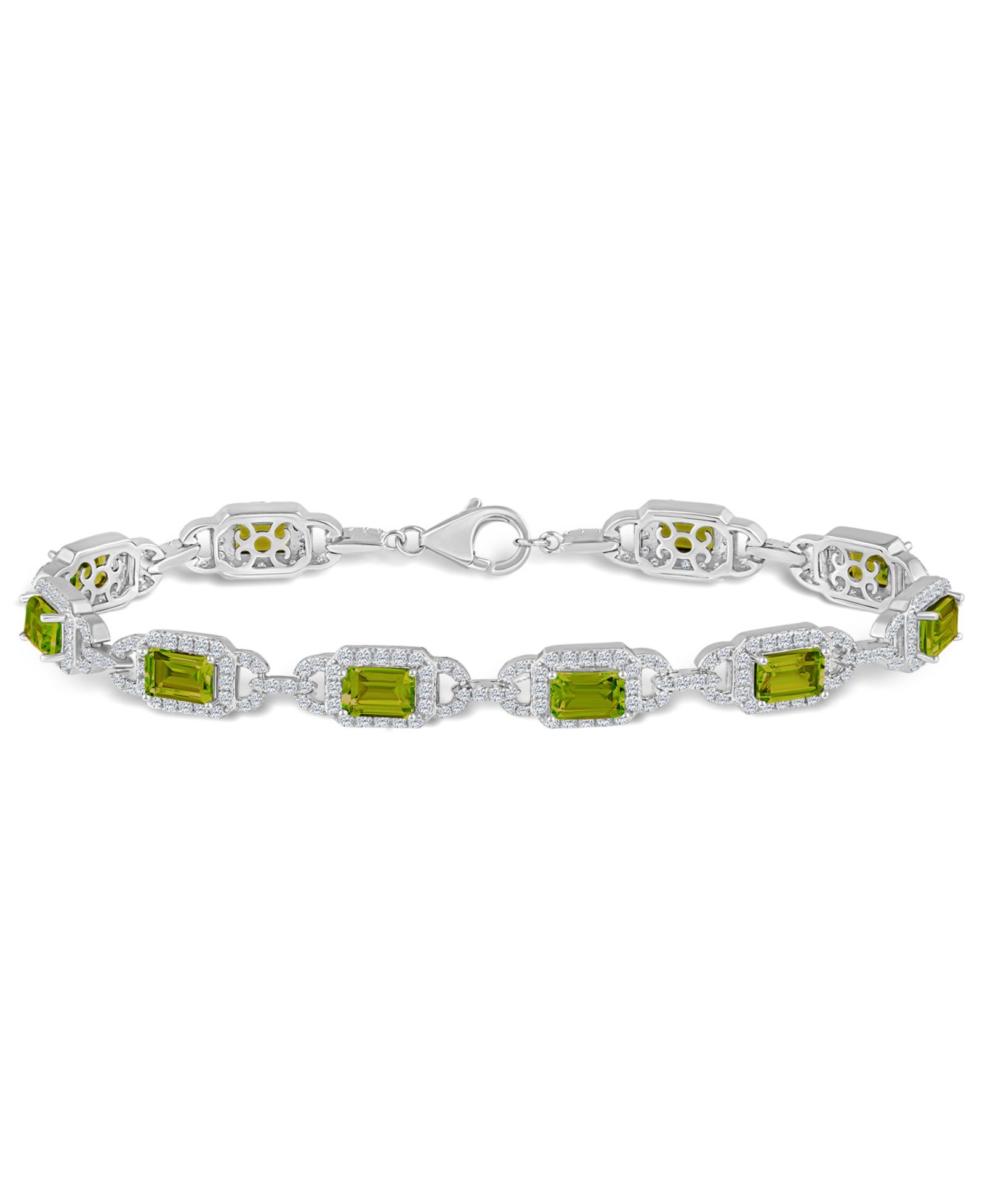 Браслет Peridot And White Topaz в серебряной оправе Sterling Silver