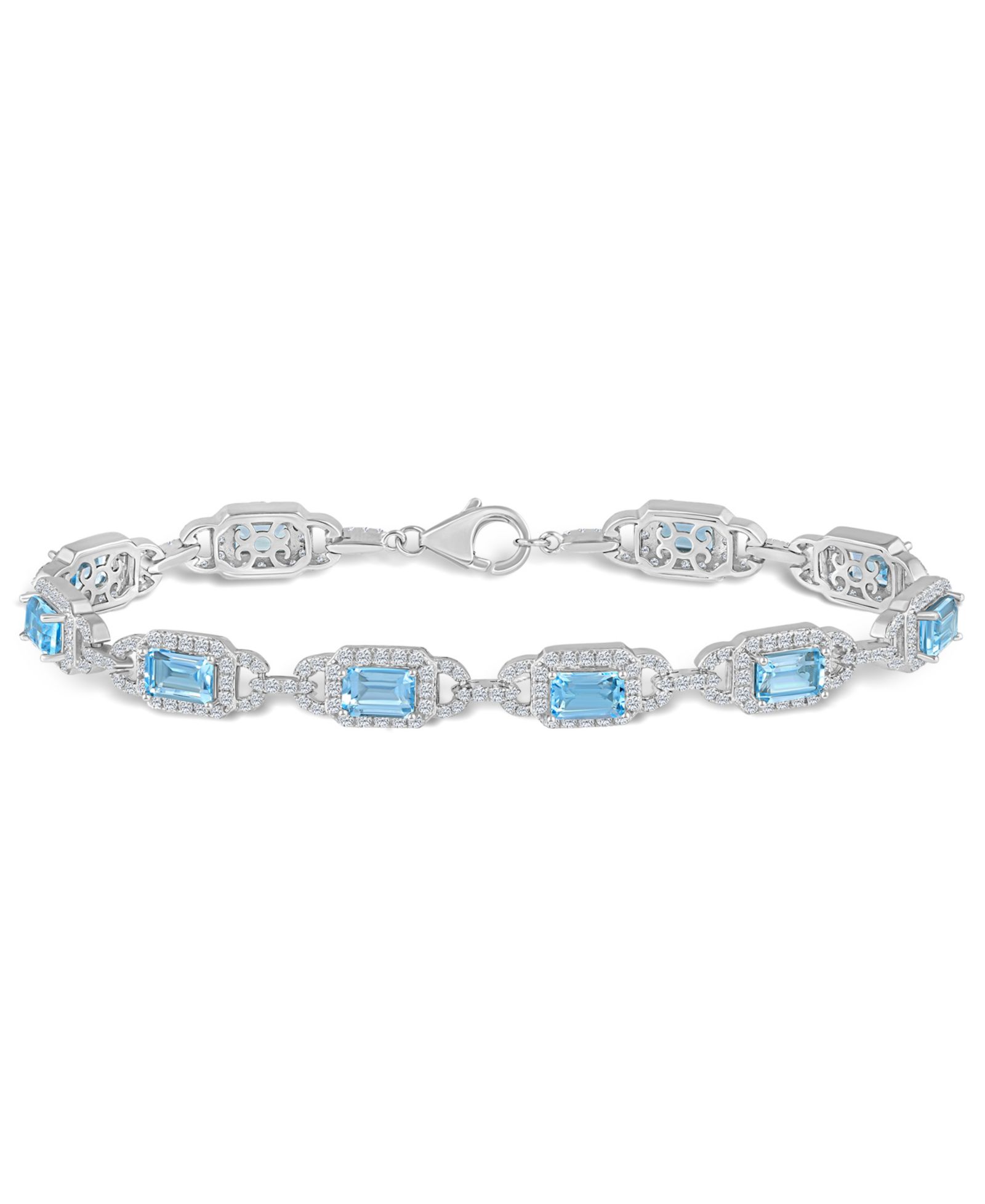 Браслет Macy's Sky Blue Topaz and White Topaz in Sterling Silver