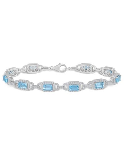 Macy's Sky Blue Topaz and White Topaz Bracelet (7 ct. t.w and 5/8 ct. t.w) in Sterling Silver