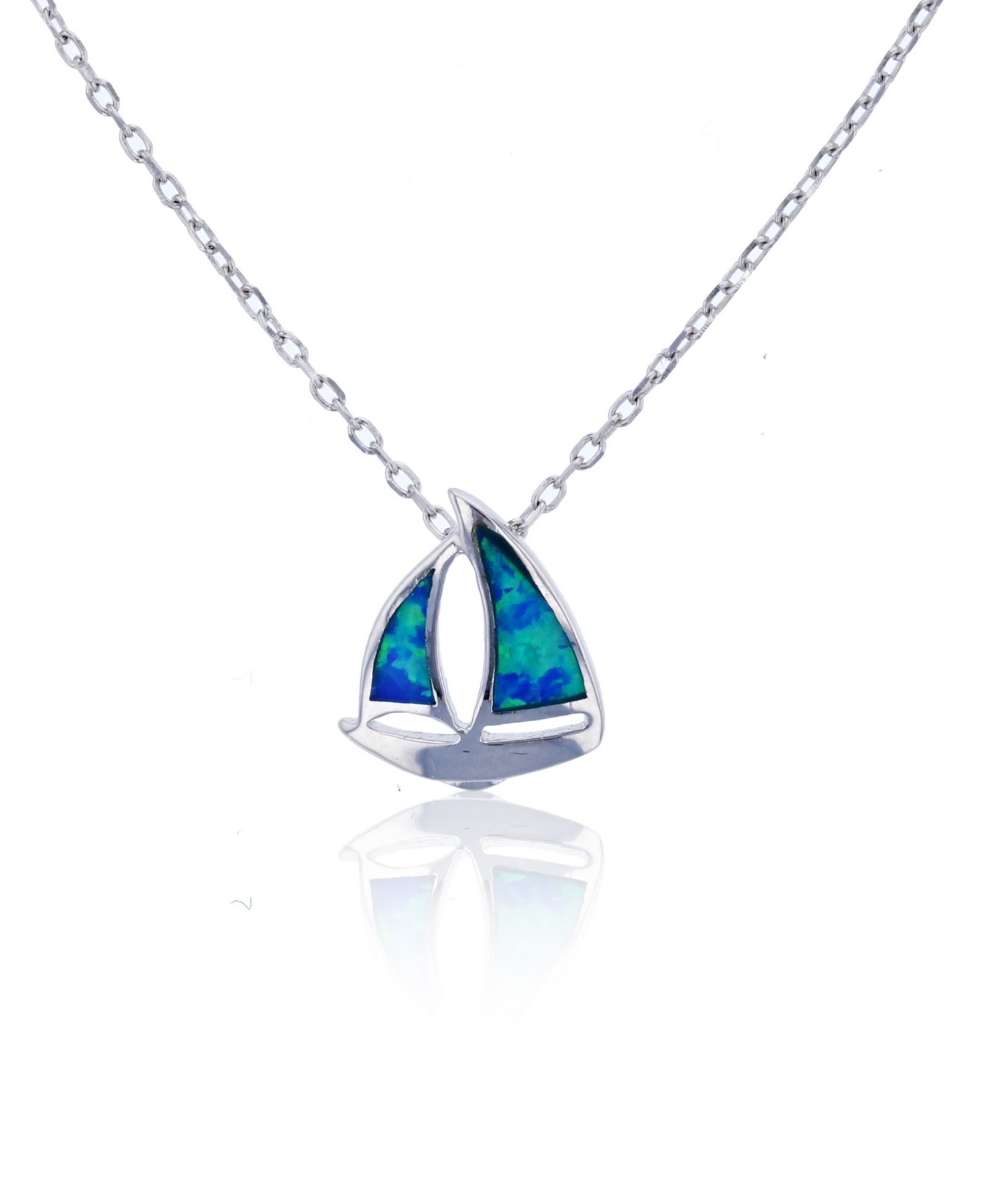 Macy's Created Opal Ship Necklace in Sterling Silver
