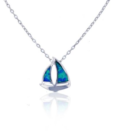 Macy's Created Opal Ship Necklace in Sterling Silver