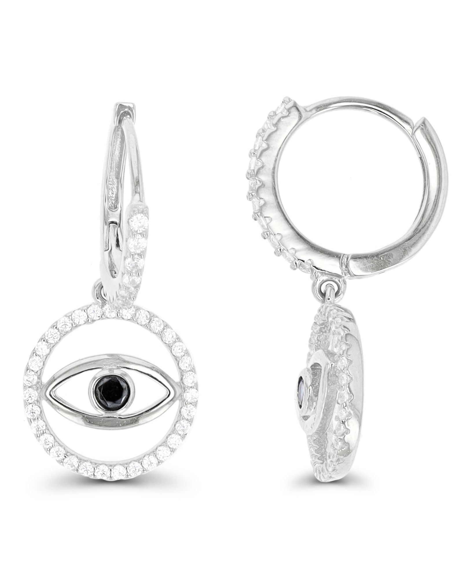 Серьги-кольца Macy's Spinel and Zirconia Huggie в Sterling Silver
