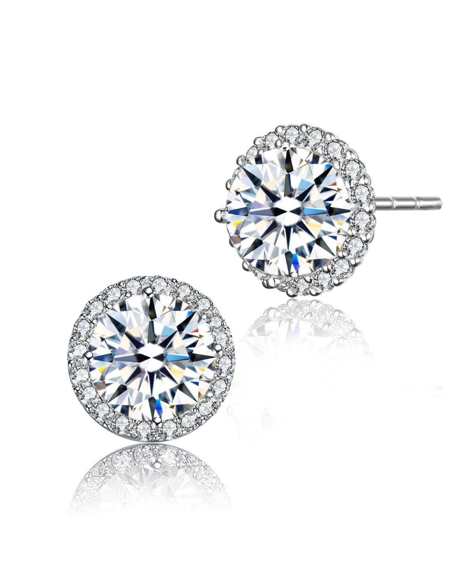 Genevive Sterling with Colored Cubic Zirconia Stud Earrings
