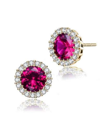 Red stone with 14k gold plating