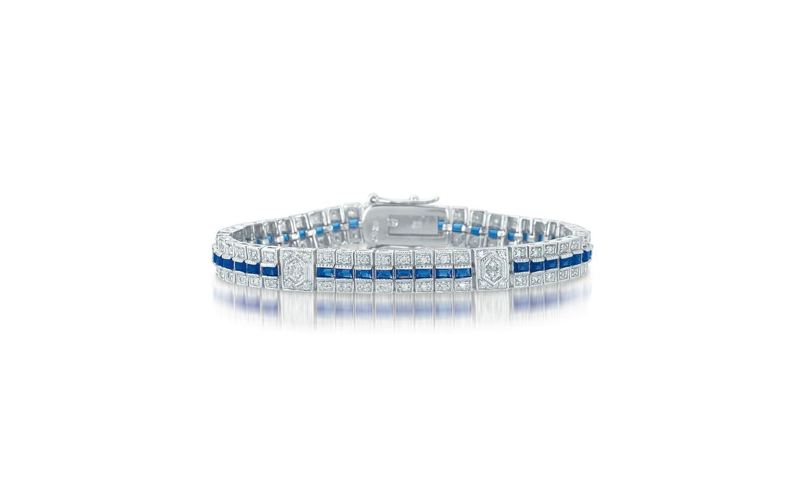 Genevive Elegant White Gold Plated Triple-Row Cubic Zirconia Bracelet