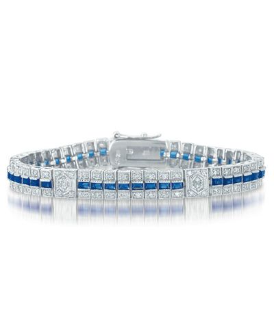 Genevive Elegant White Gold Plated Triple-Row Cubic Zirconia Bracelet